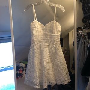 Lulus white open crocheted skater dress